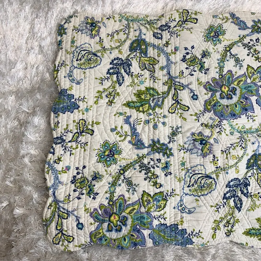 NWOT Pillow Sham Quilted Standard Size Blue Green
